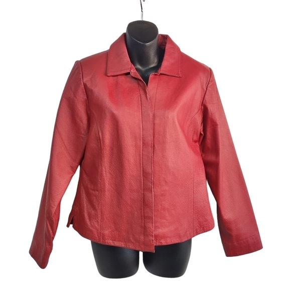 Bagatelle Women's Burgundy Red 100% Genuine Leather Blazer Jacket ZIP Up Size 10 - Picture 1 of 12